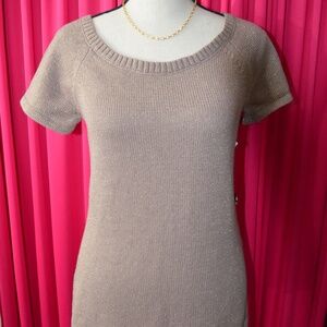 Women's M Banana Republic Short Sleeve Shimmer Sweater Bow Closure Back